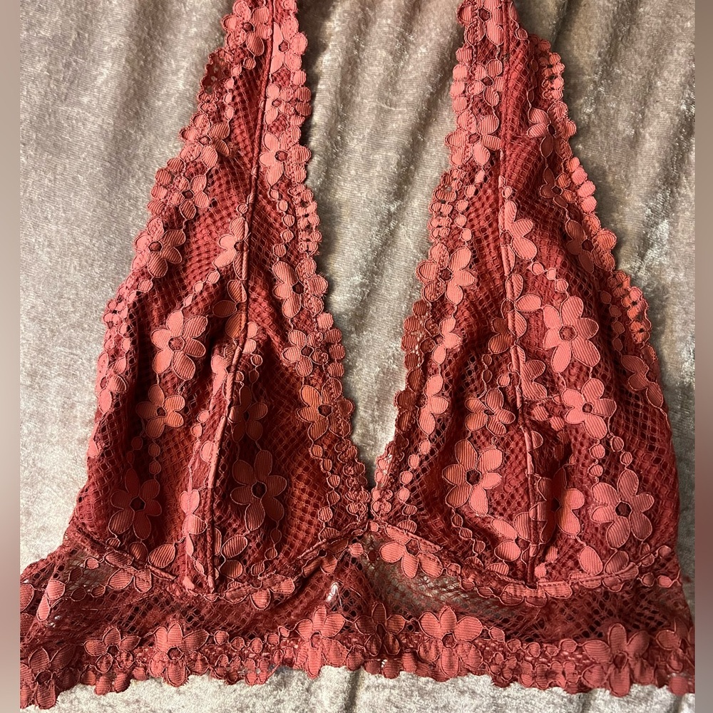 NWOT pink mauve lace halter bralette